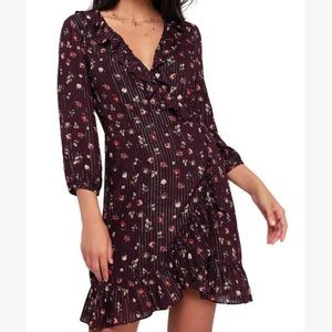 Lulu's Jalina Plum Ruffle Wrap Dress